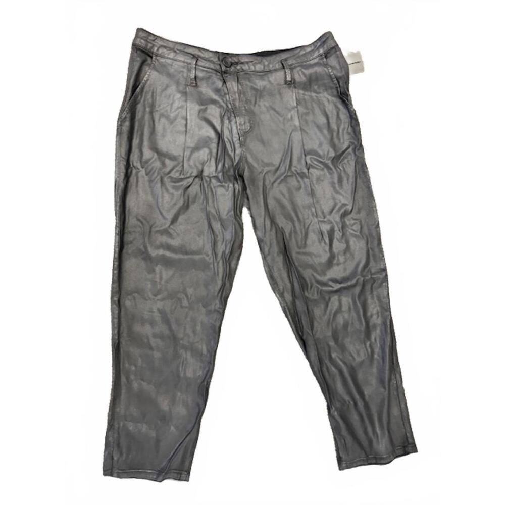 NWT New Design With Purpose Drew Crop Coated Twill Pants Black 32